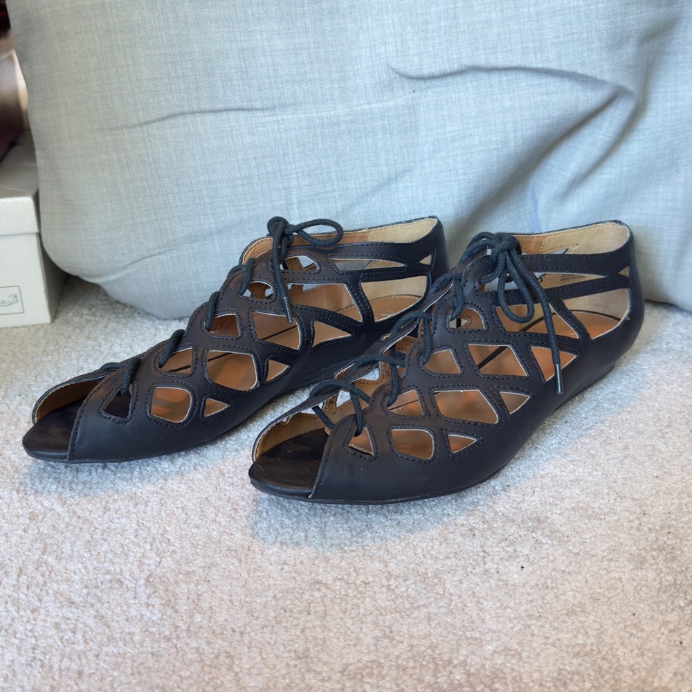 Mia Girl Black Lacey Shoes